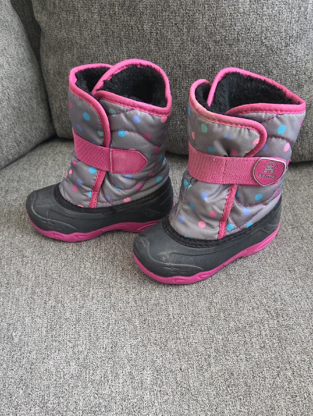 Kamik Snowbug6 Kids' Black and Pink Lined Winter Boot